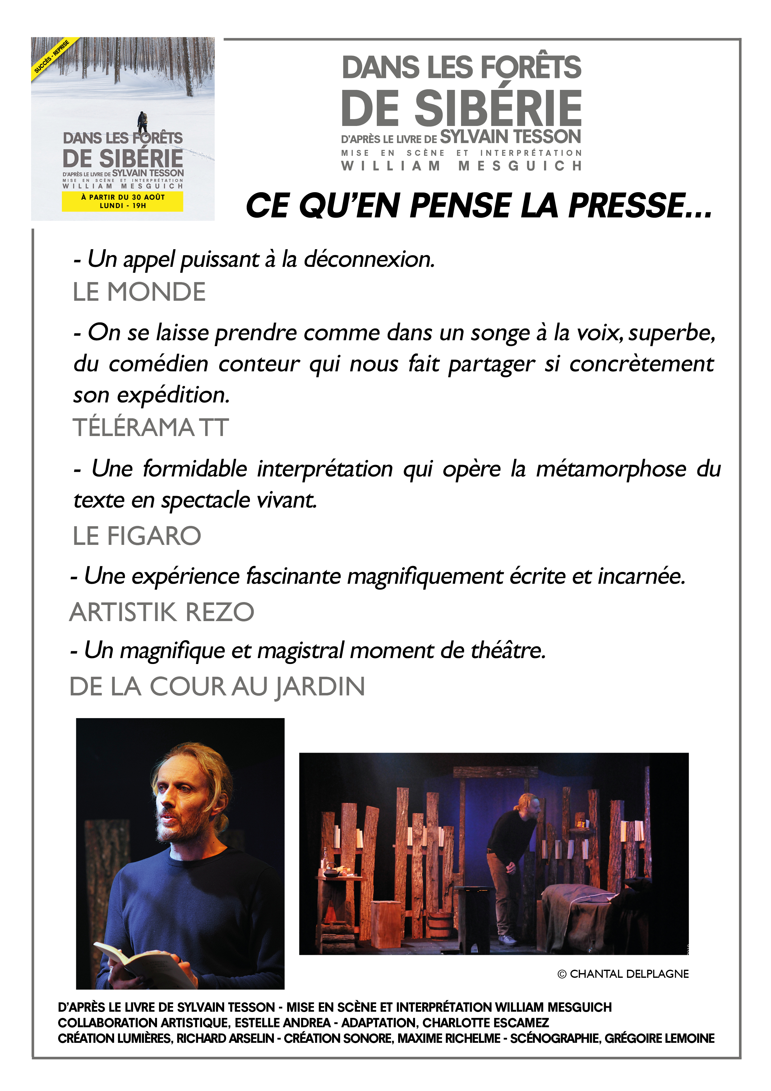 DANS LES FORÊTS DE SIBÉRIE - SAISON 2021 / 2022 • Théâtre de Poche